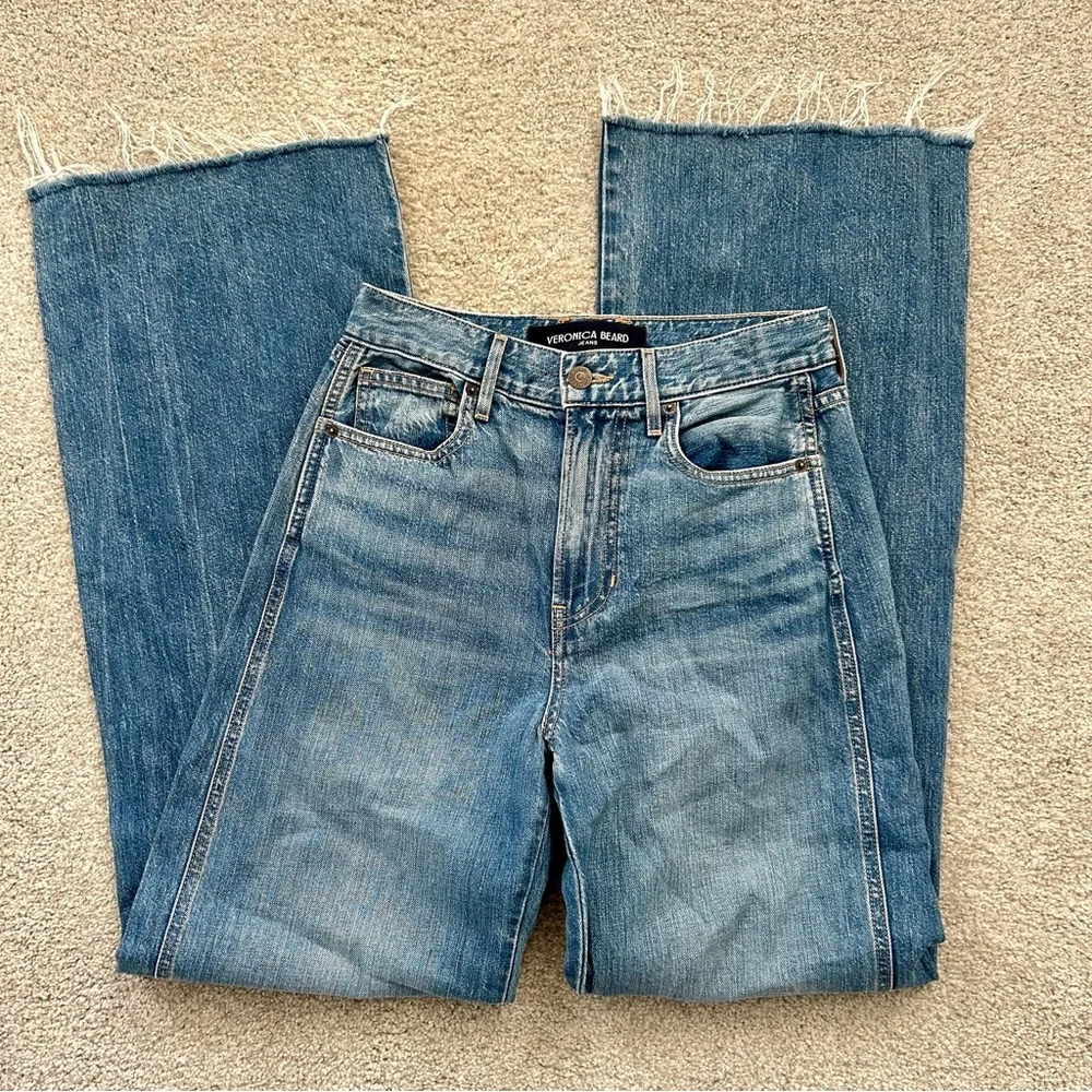 Veronica Beard Taylor Relaxed Wide Leg High Rise Denim Jeans Size 26 - Picture 2 of 11